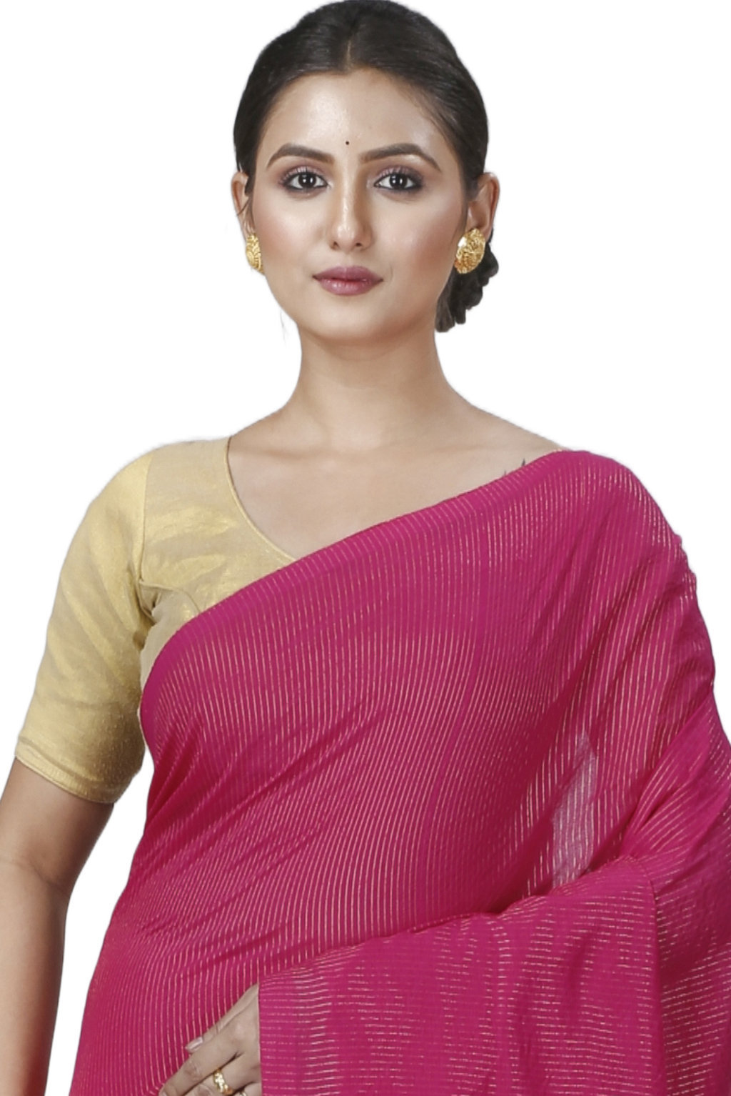 Pink Blended Cotton Tama Hand Loom Saree (1203)